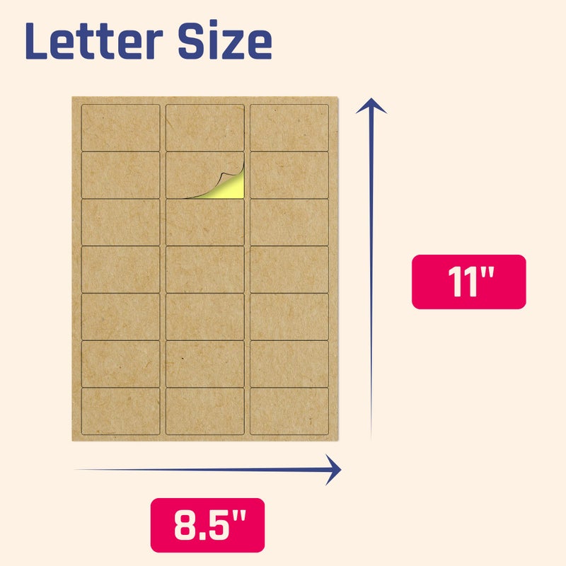 TownStix 2.5"" x 1.5"" Kraft Labels Stickers, Letter Size with Print Template - 150 Sheets, Pack of 3150 - Image 3
